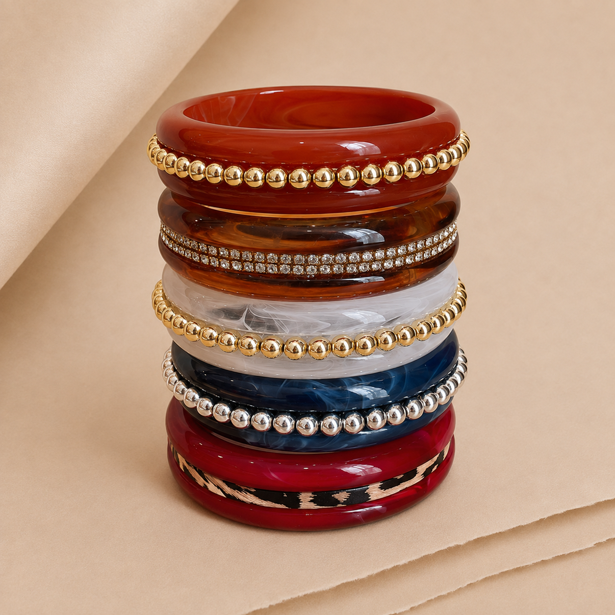 Beaded Accent Bangle Bracelet