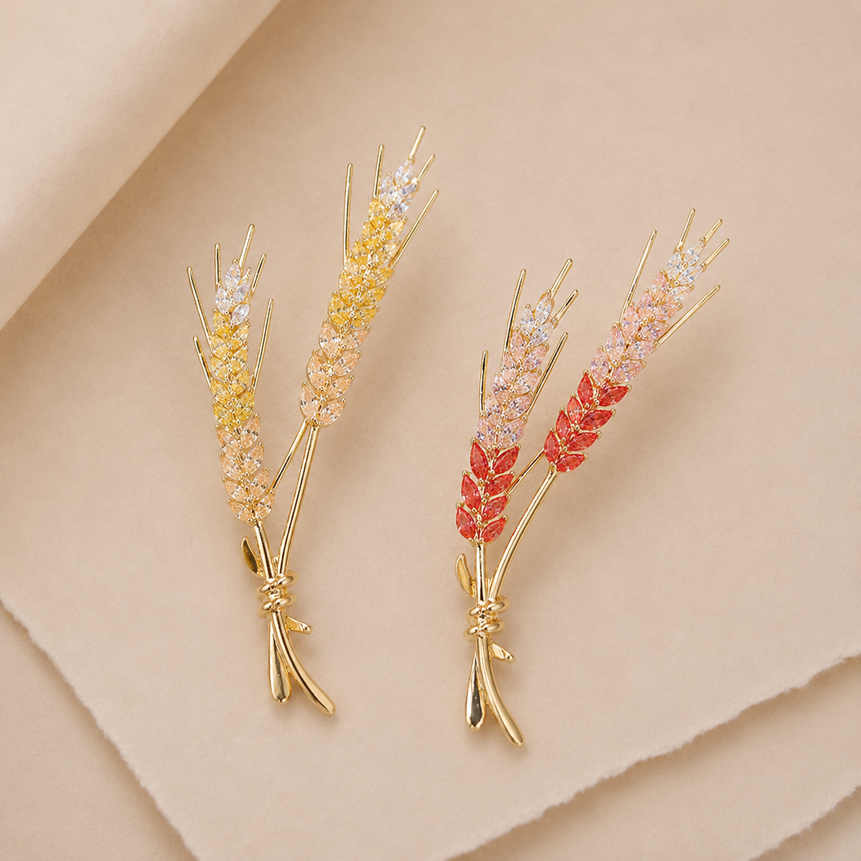 Sparkling Wheat Stem Brooch