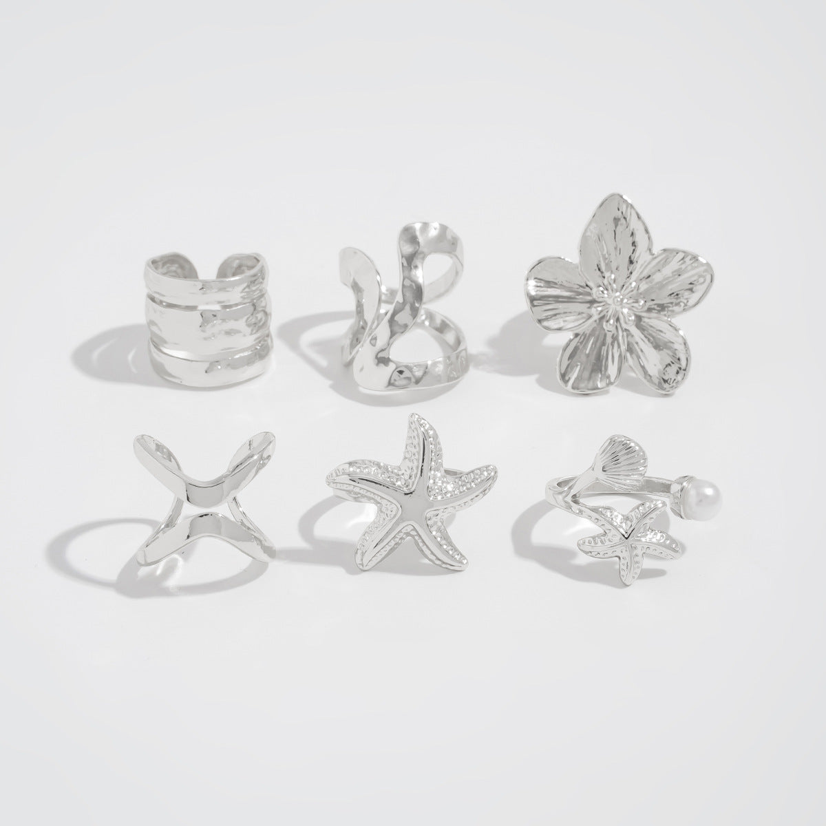 Coastal Floral Statement Ring Set