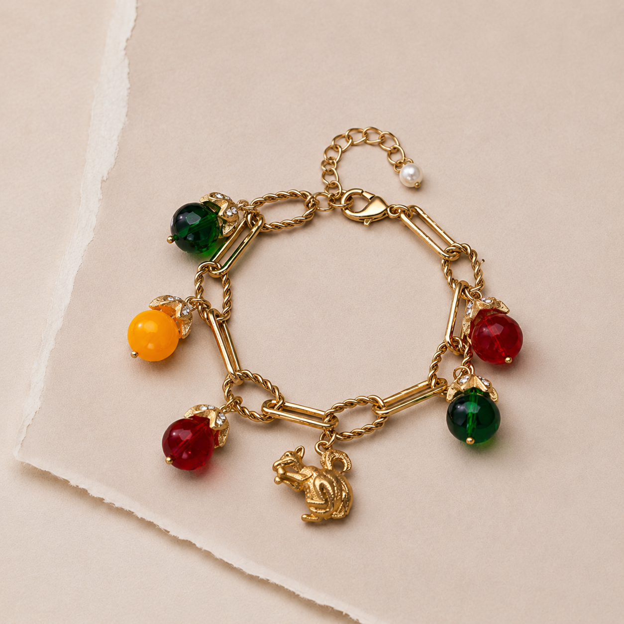 Squirrel & Fruit Charm Bracelet