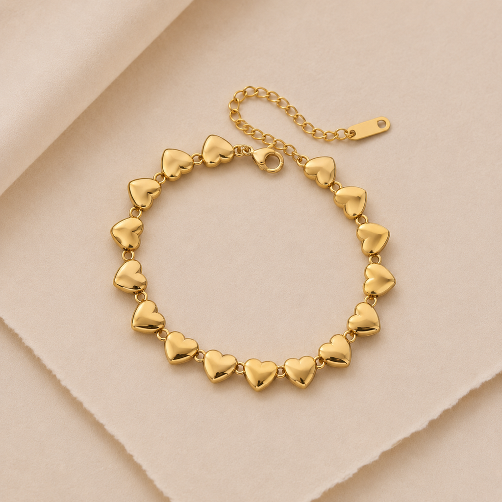 Textured Heart Link Bracelet