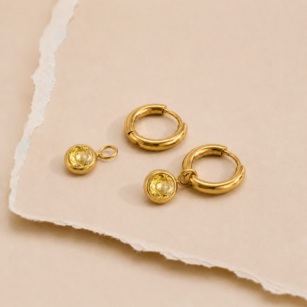 Gem Drop Hoop Earrings