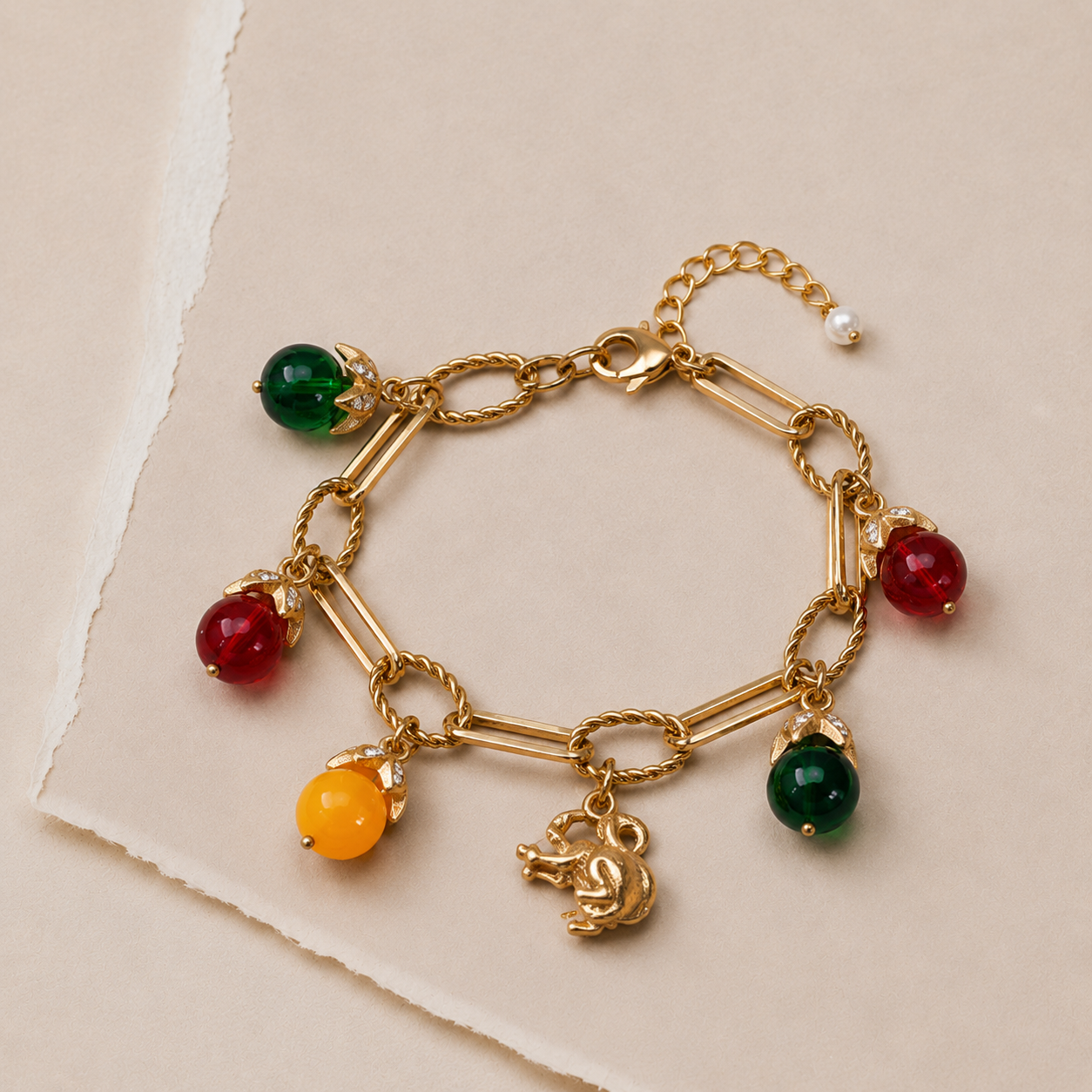 Squirrel & Fruit Charm Bracelet