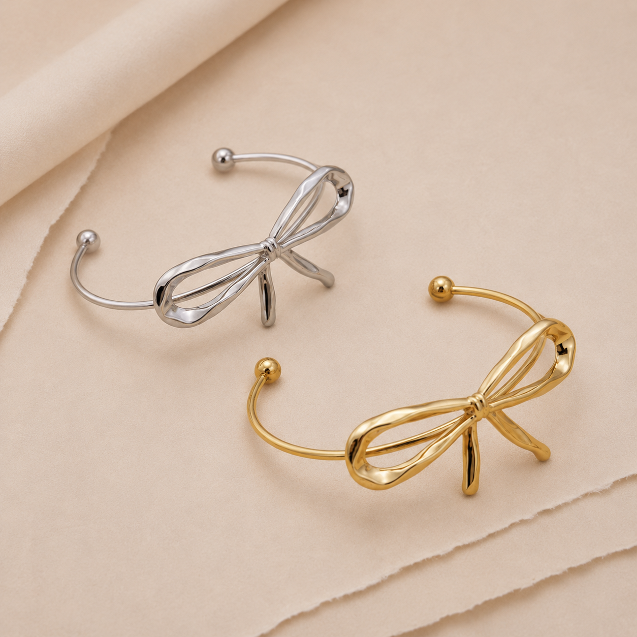 Bow Accent Open Cuff Bracelet