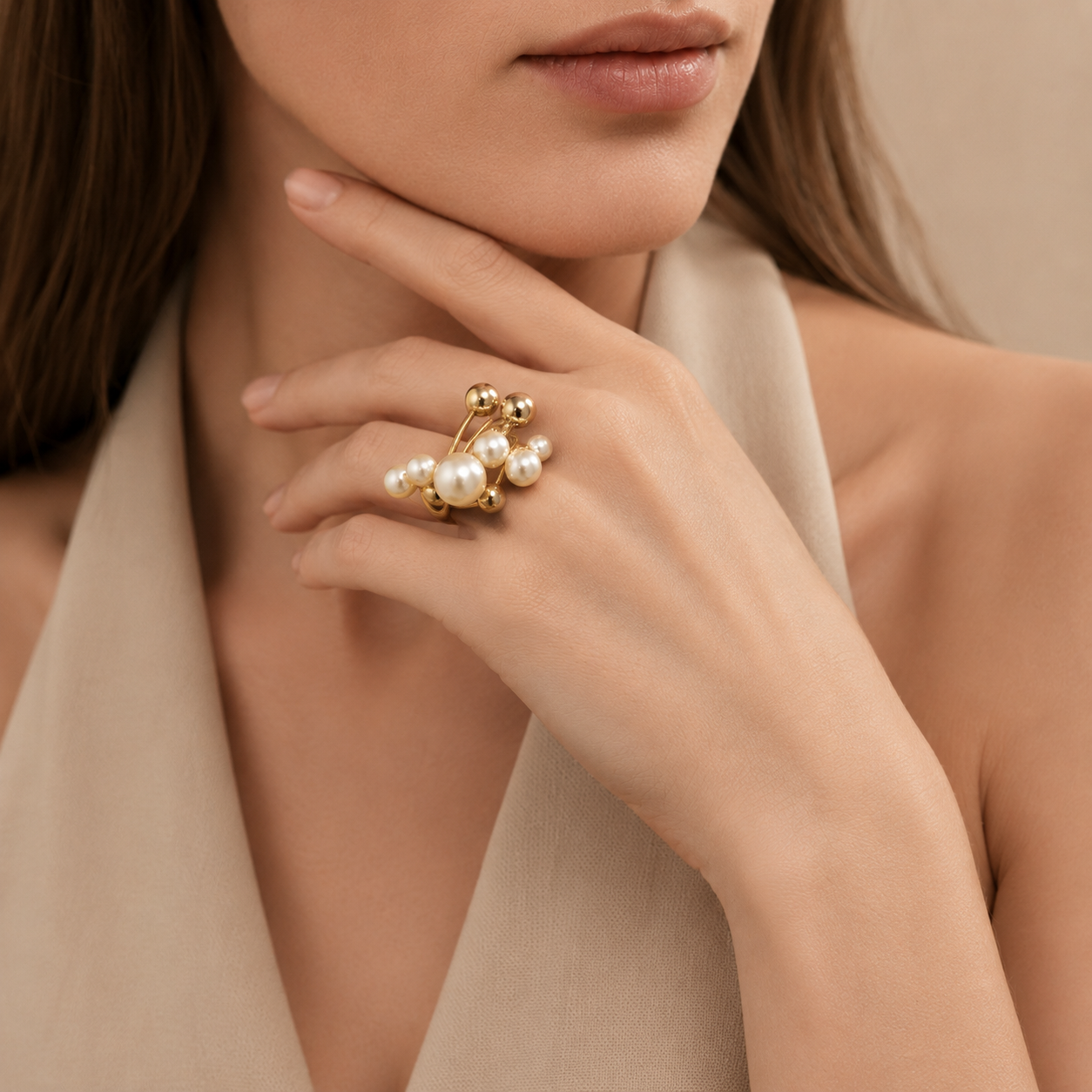 Cluster Bead Statement Ring