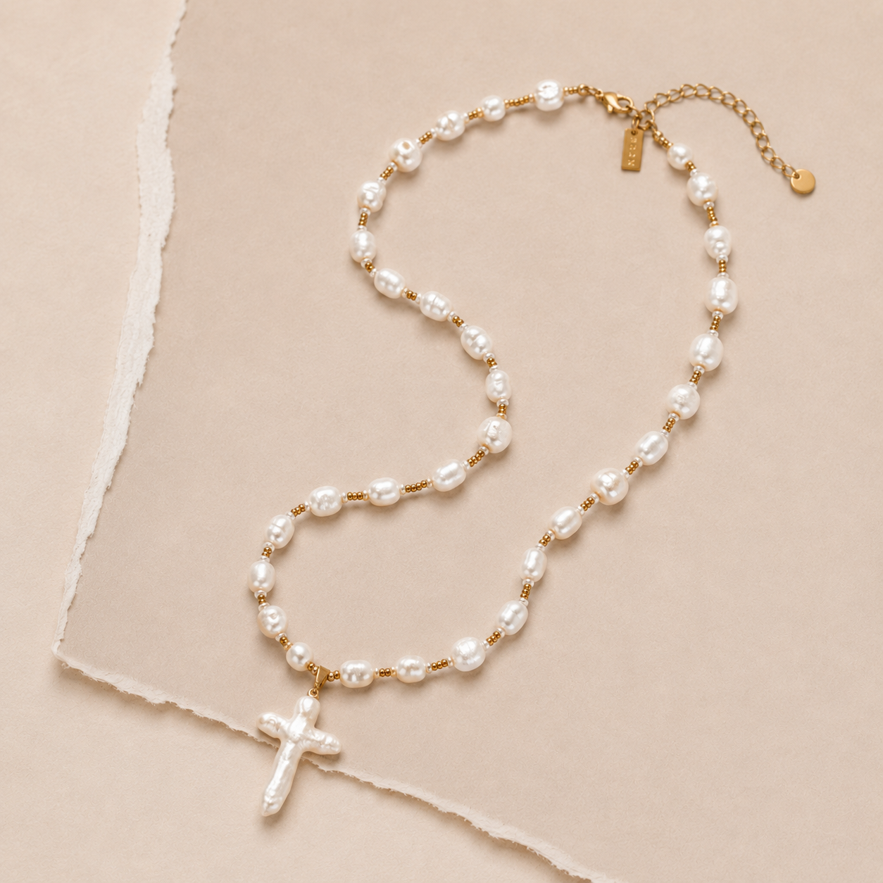 Beaded Cross Pendant Necklace