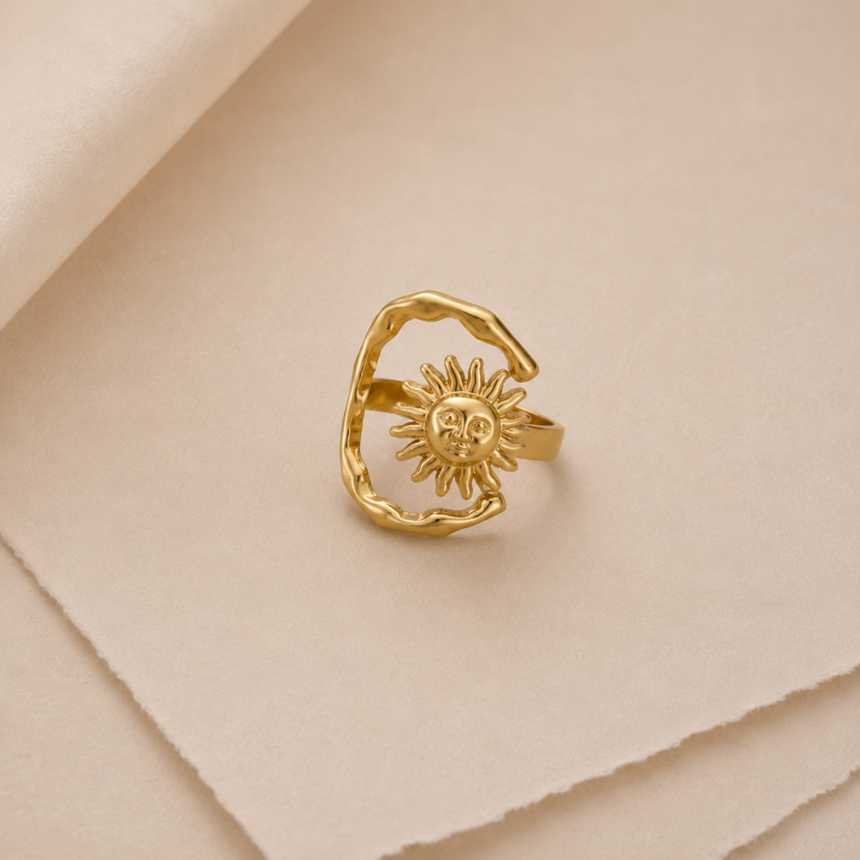 Sun Face Open Ring