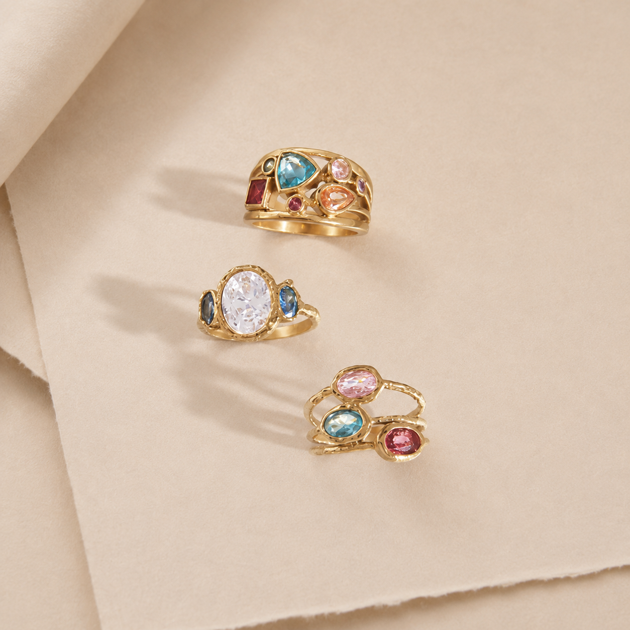 Mixed-Cut Gem Ring