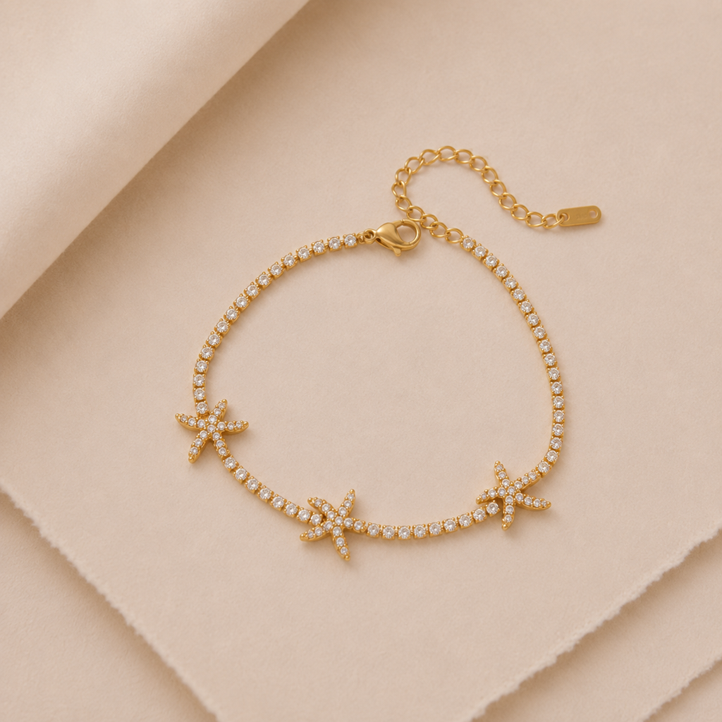 Starfish Rhinestone Chain Bracelet