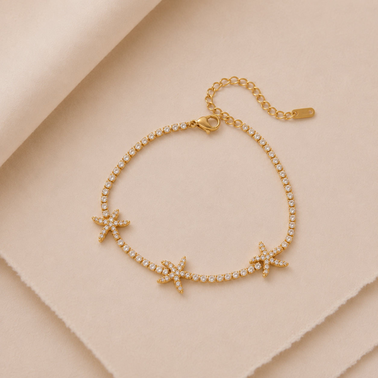 Starfish Rhinestone Chain Bracelet