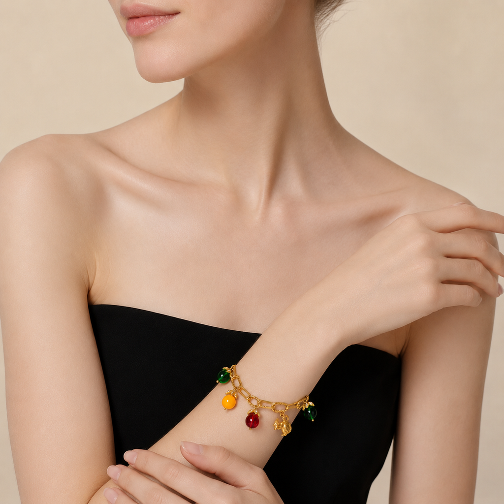 Squirrel & Fruit Charm Bracelet