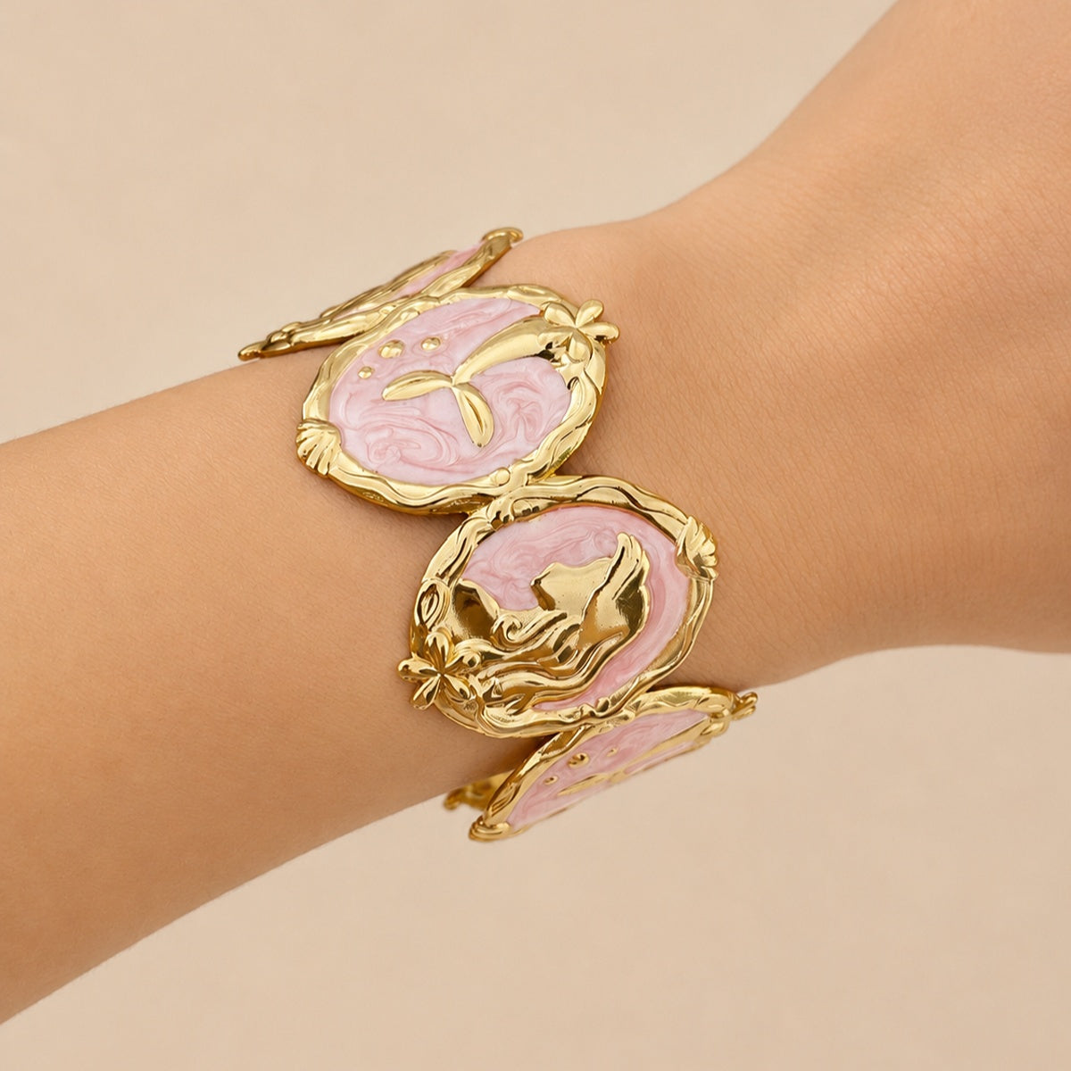 Floral & Starfish Cuff Bracelet