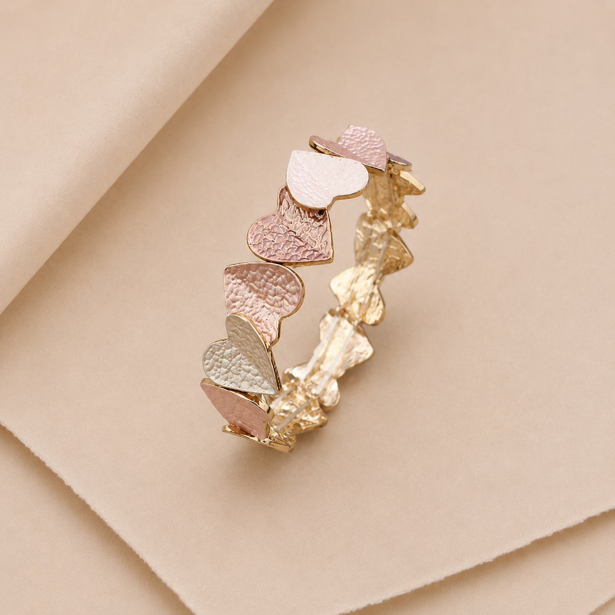 Hammered Heart Stretch Bracelet