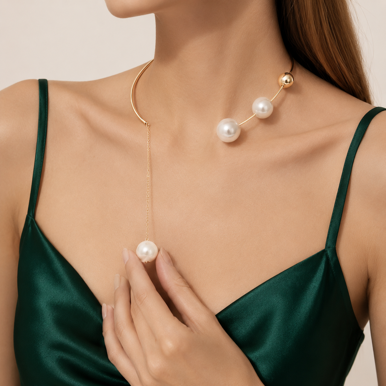 Asymmetrical Bead Collar Necklace