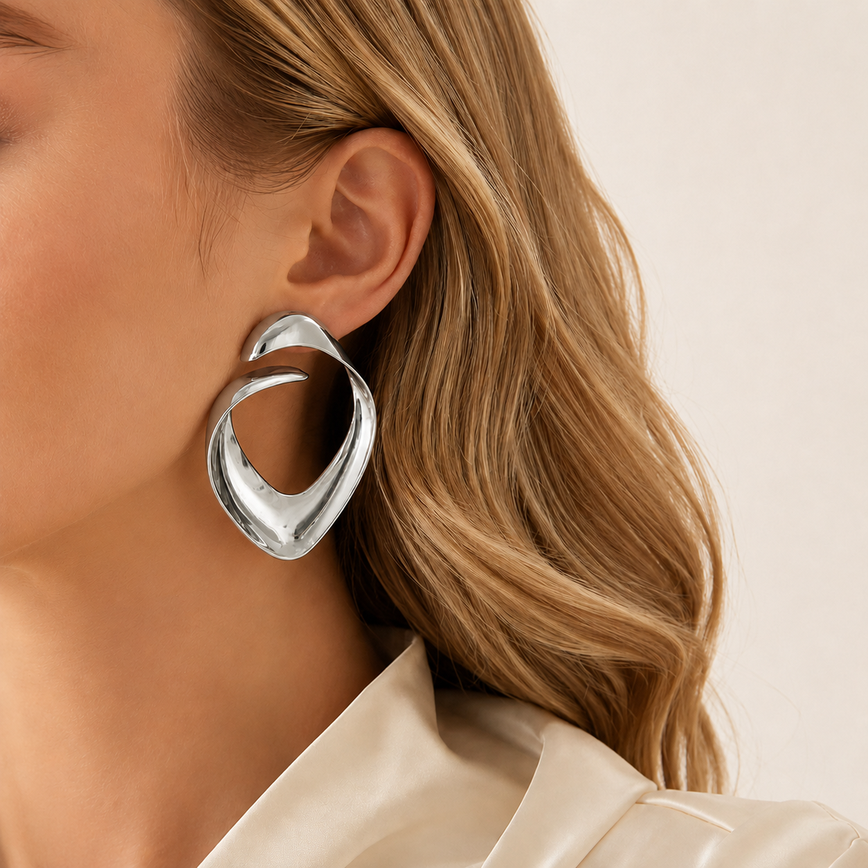 Sculptural Open Hoop Earrings