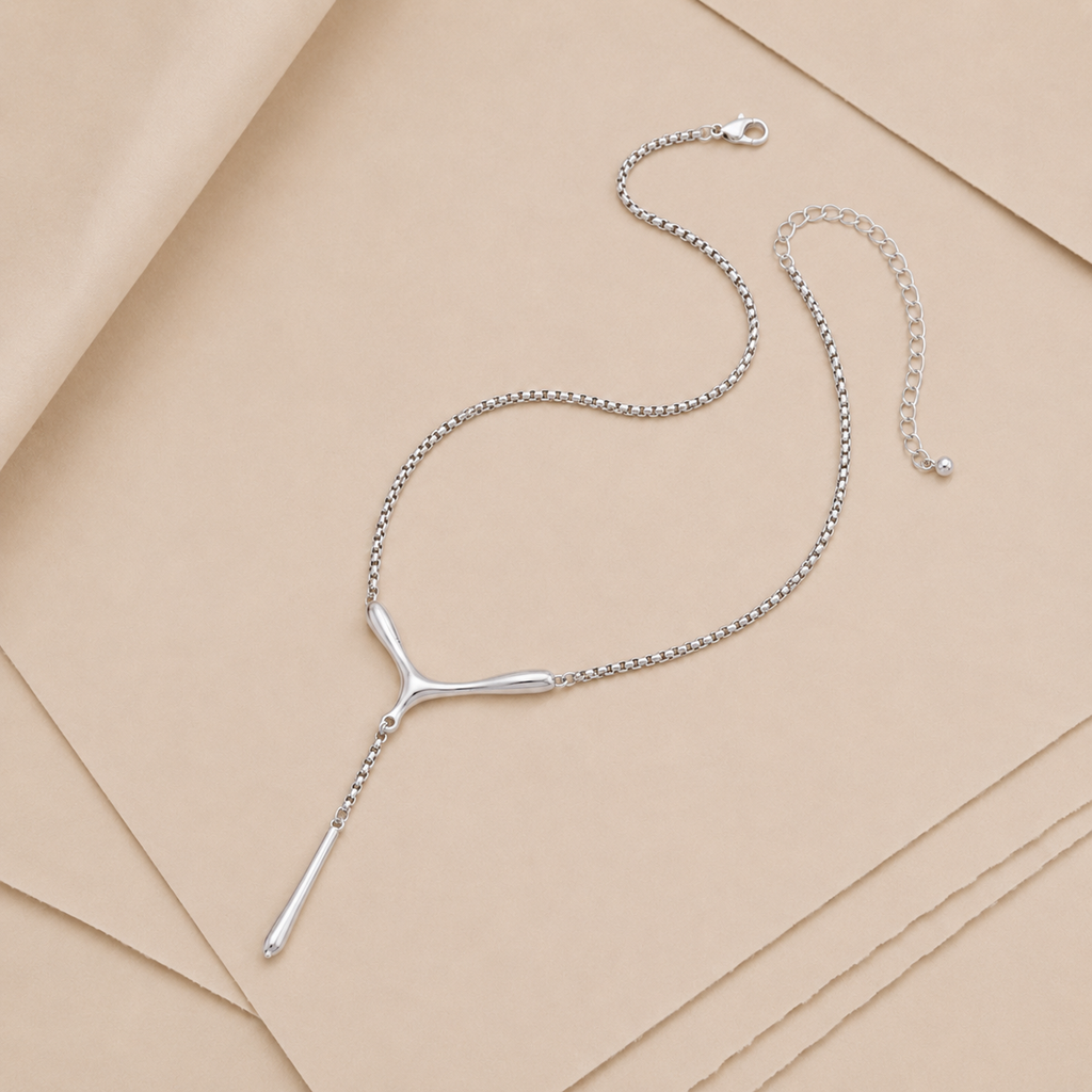 Sculptural V-Drop Necklace