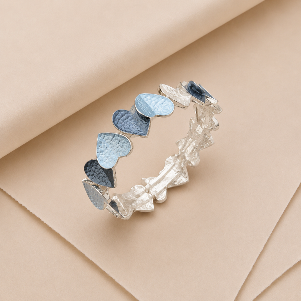 Hammered Heart Stretch Bracelet