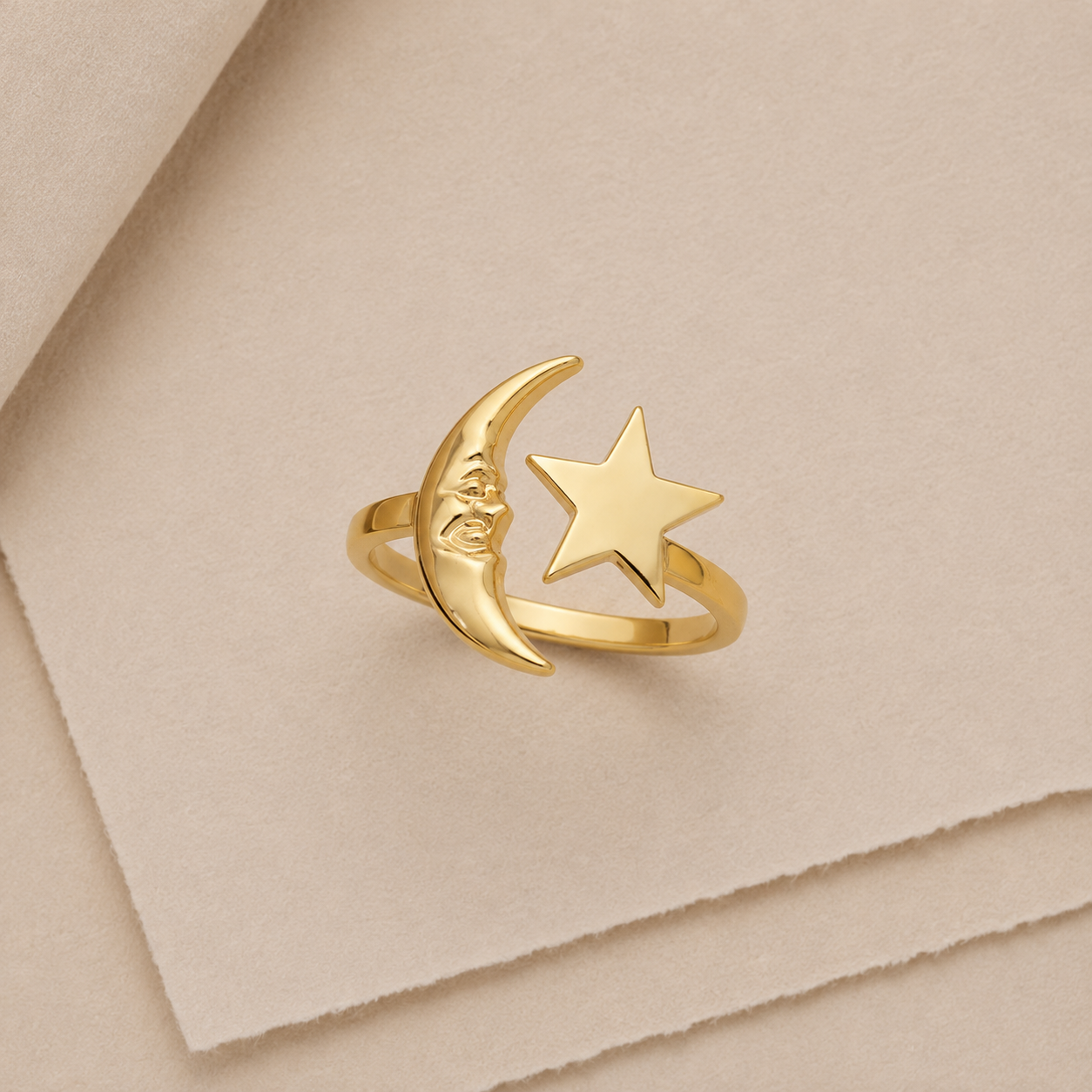 Moon & Star Open Ring