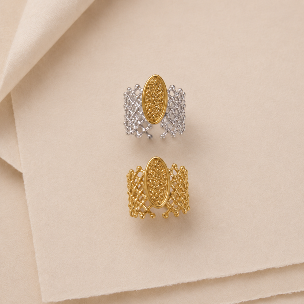 Textured Mesh Statement Ring