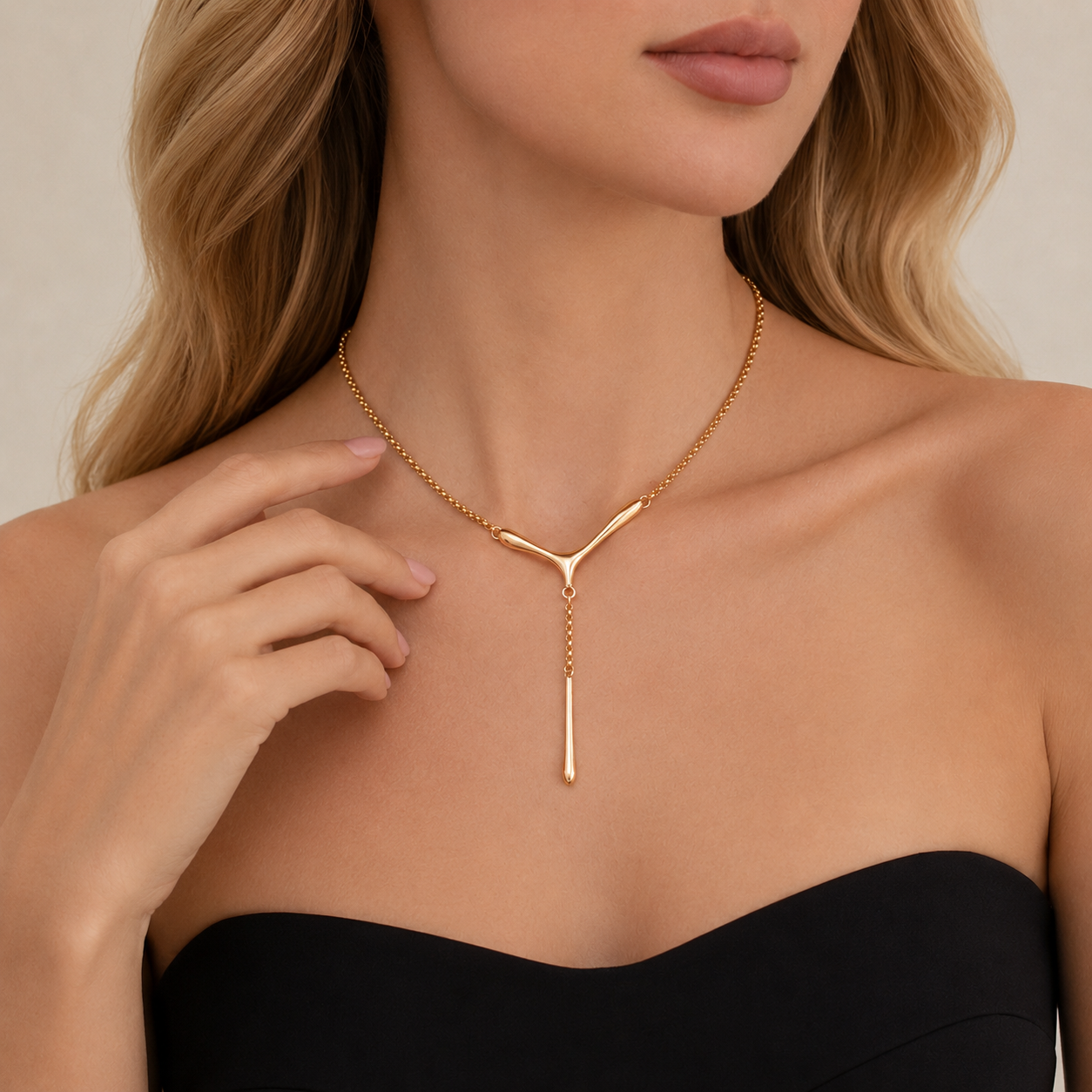 Sculptural V-Drop Necklace