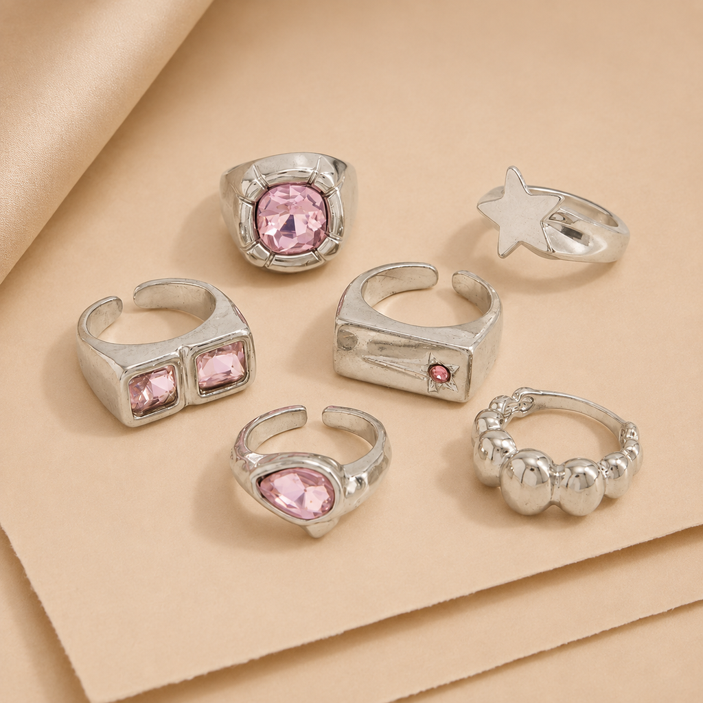 Mixed Gem Statement Ring Set