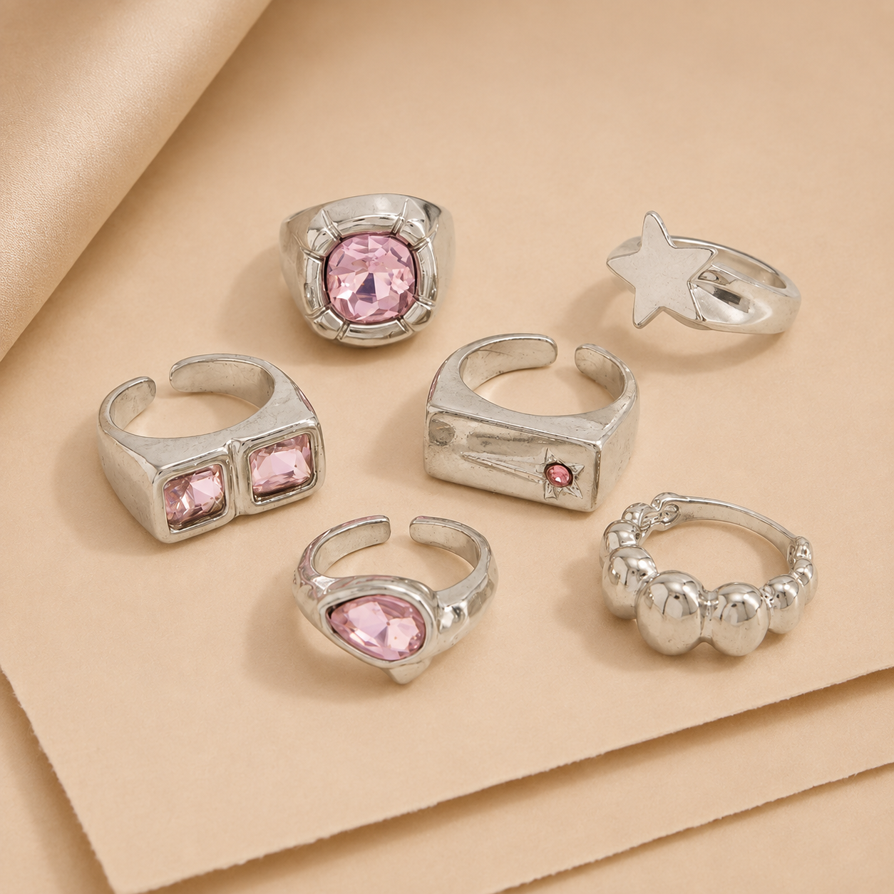 Mixed Gem Statement Ring Set