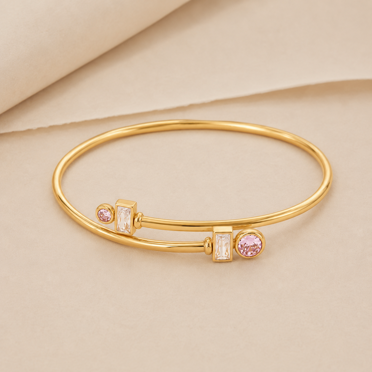 Gem Accent Open Cuff Bangle