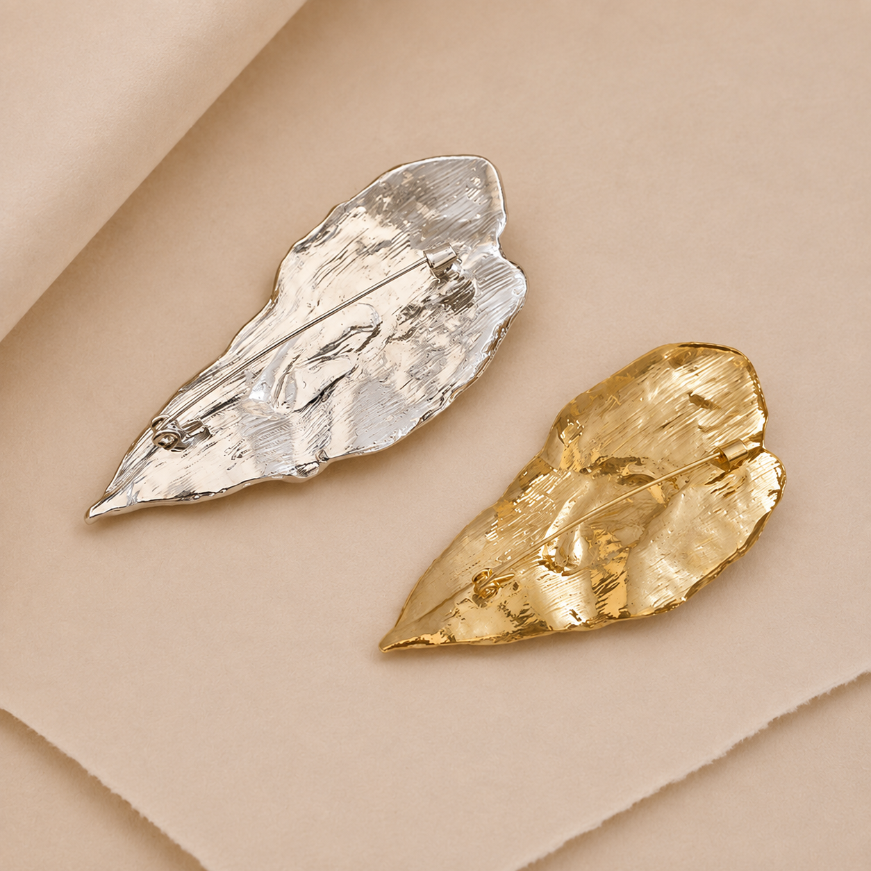 Sculptural Leaf Crystal Accent Brooch