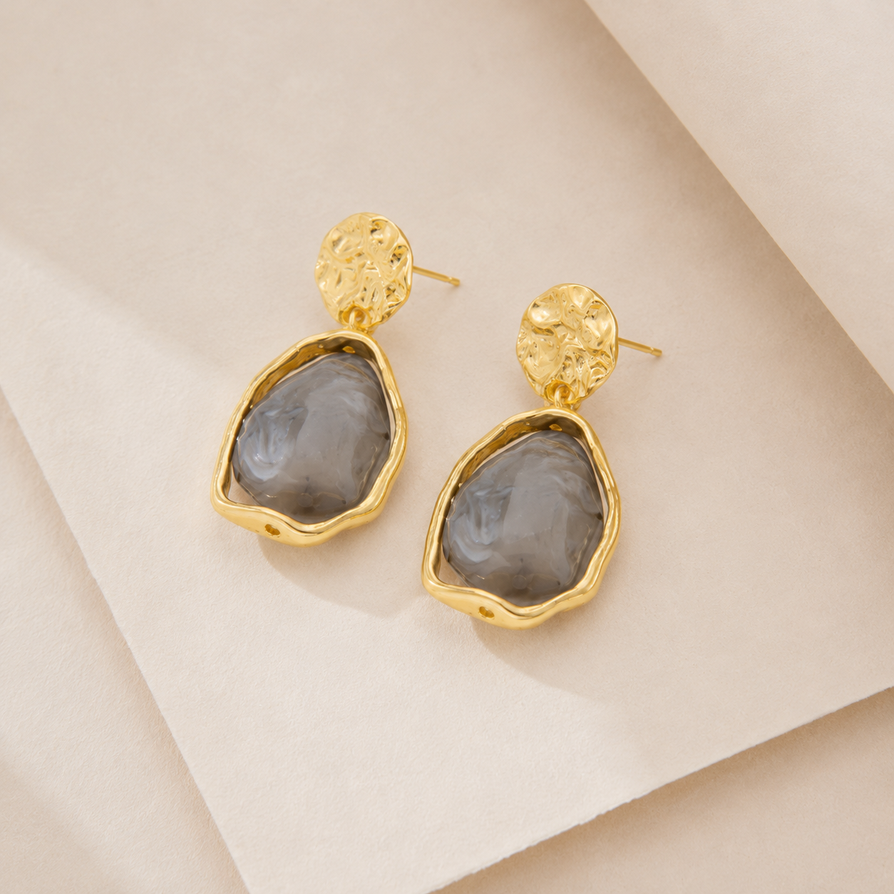 Sculptural Stone Drop Earrings