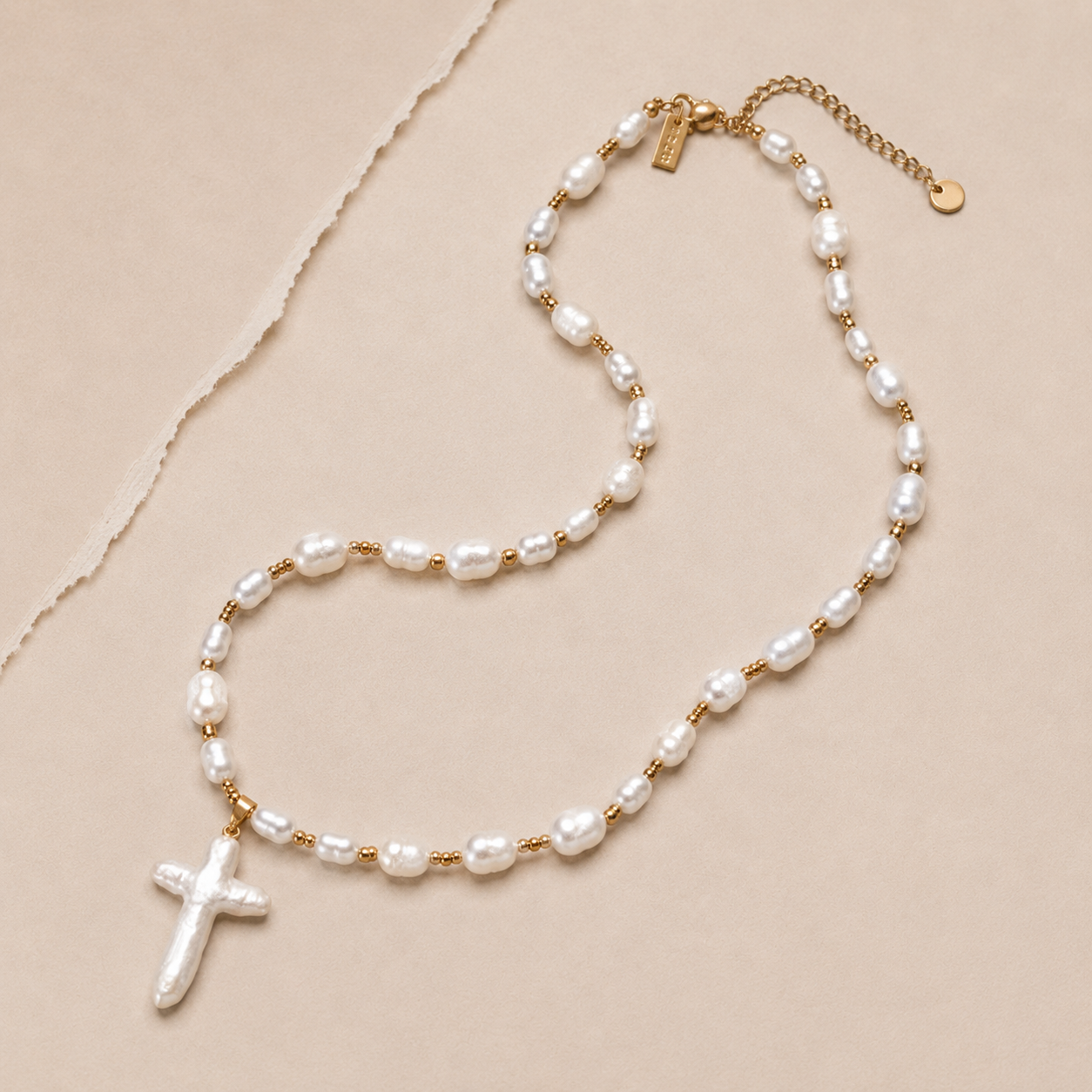 Beaded Cross Pendant Necklace