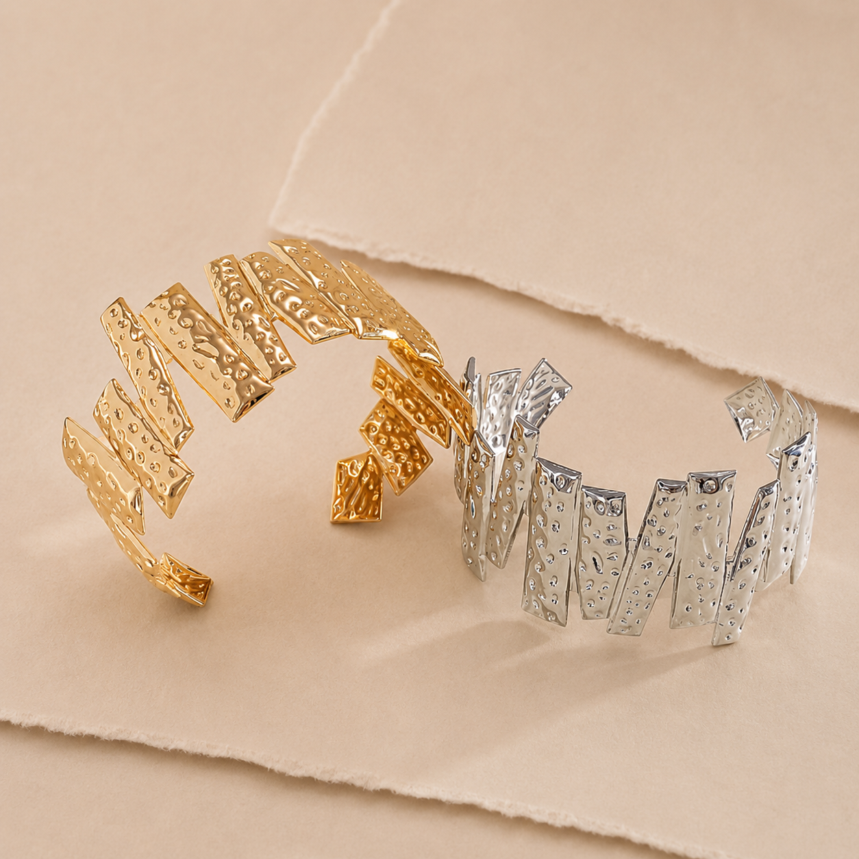 Hammered Link Cuff Bracelet