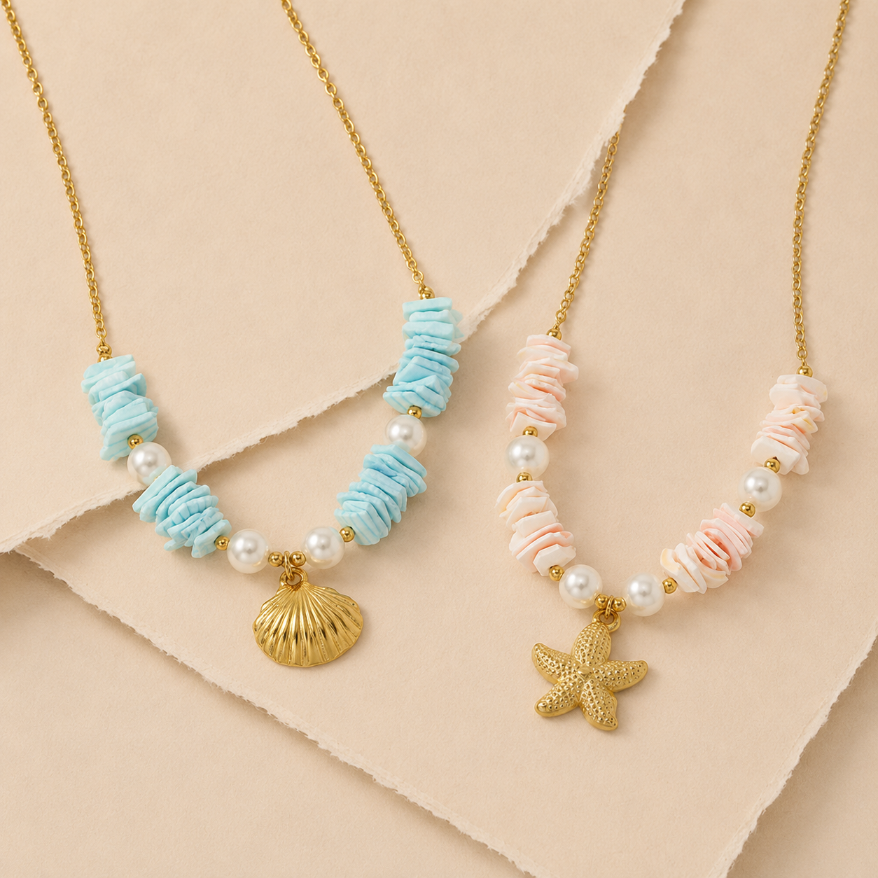 Shell Charm Beaded Necklace