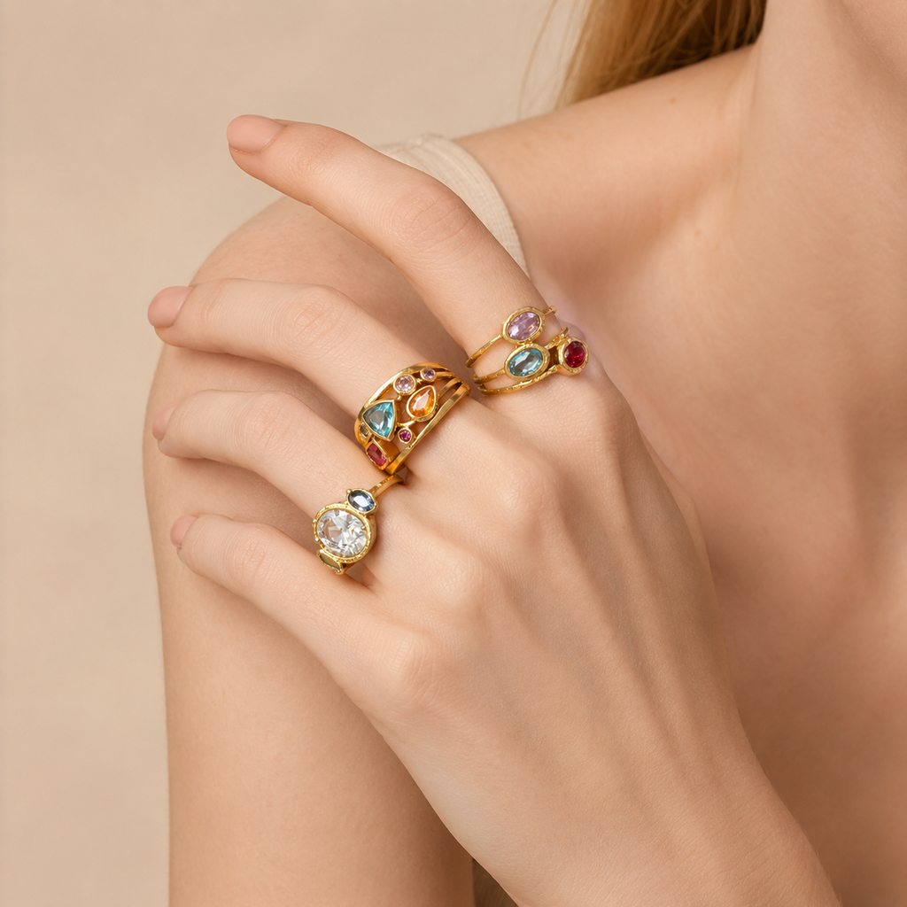 Mixed-Cut Gem Ring