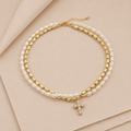 Beaded Cross Choker Necklace