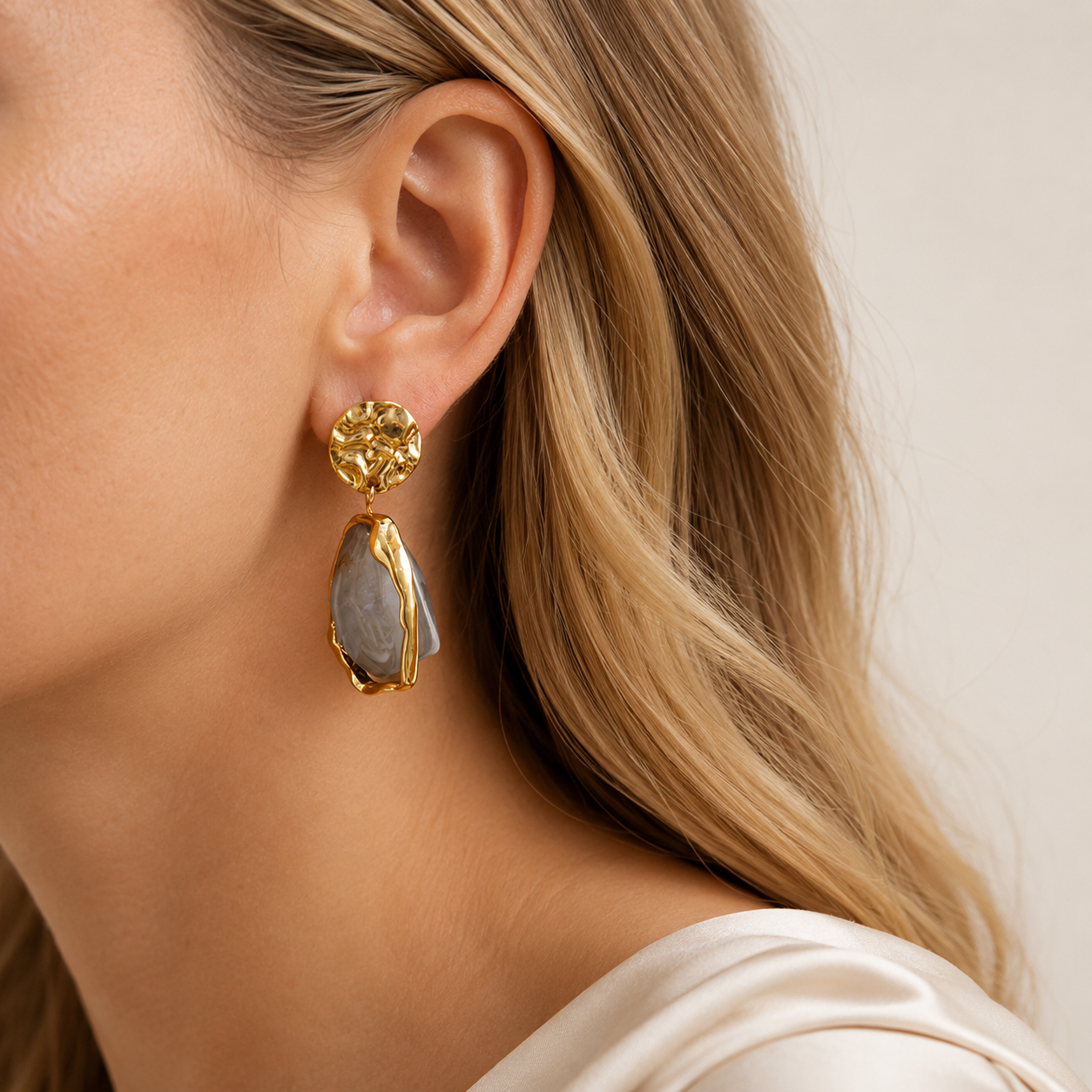 Sculptural Stone Drop Earrings