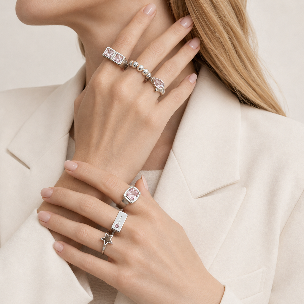 Mixed Gem Statement Ring Set