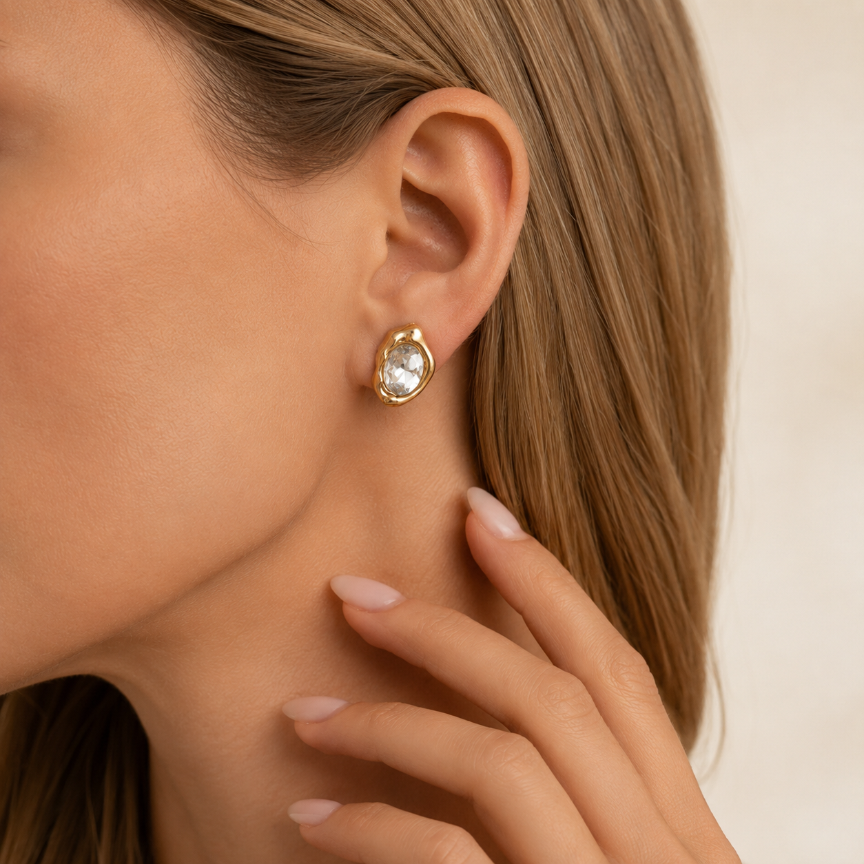 Sculptural Gem Stud Earrings