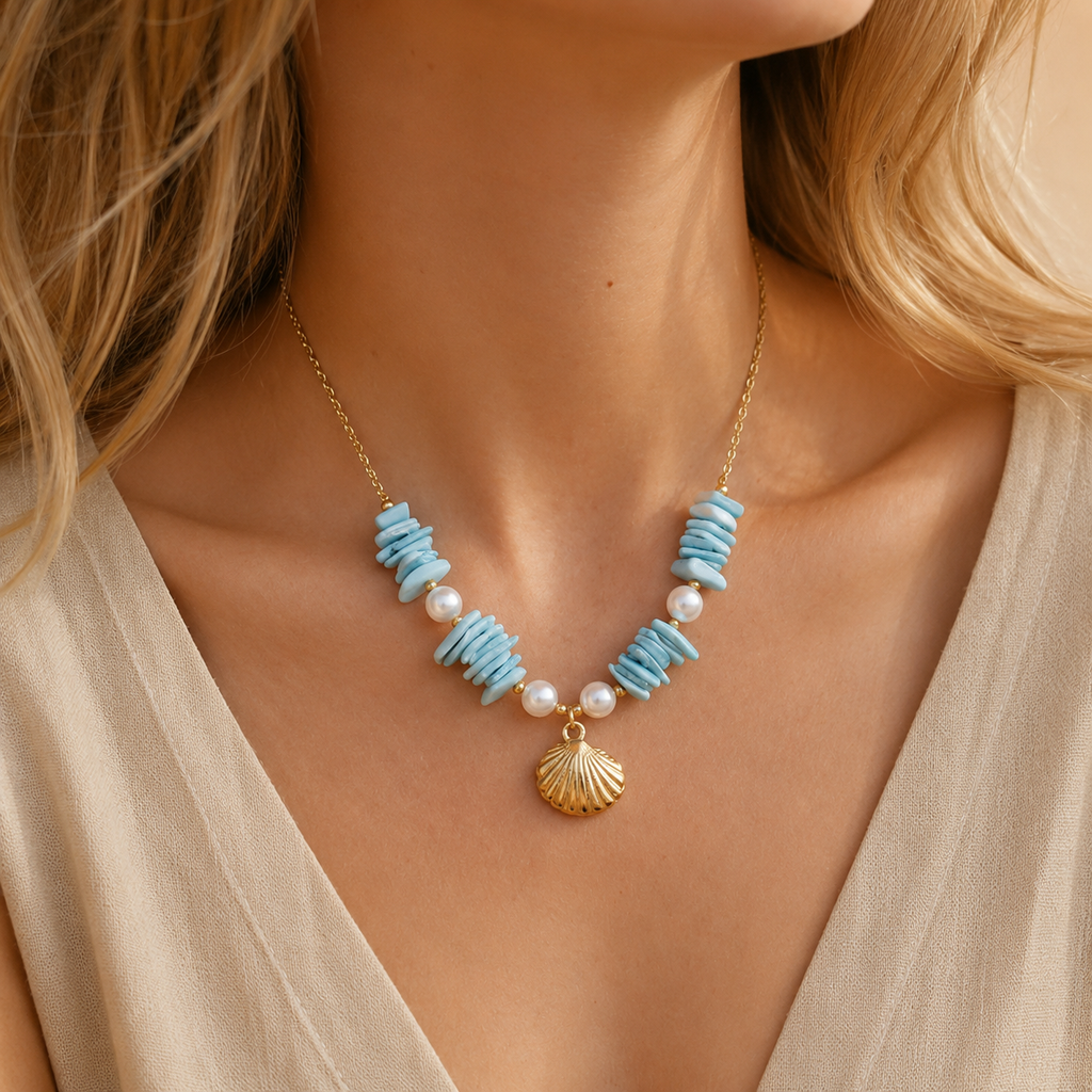 Shell Charm Beaded Necklace
