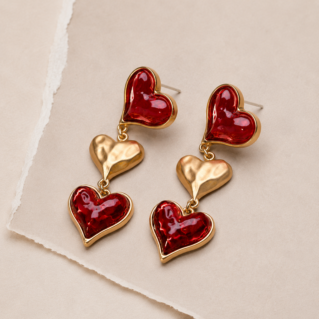 Heart Drop Statement Earrings