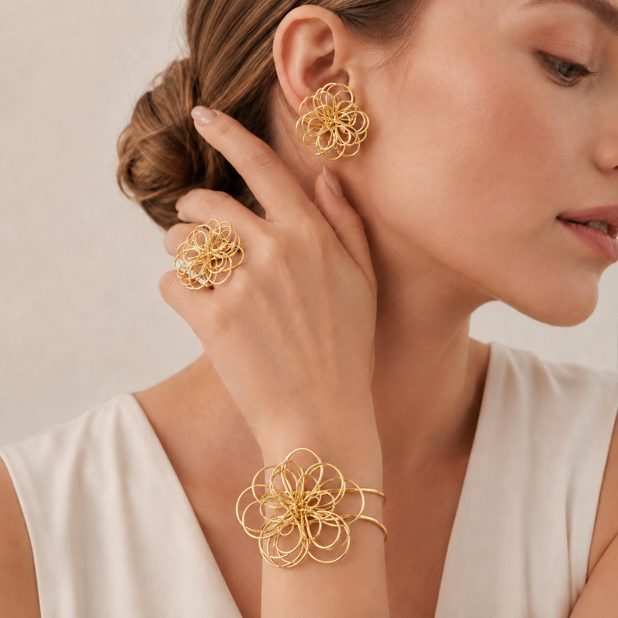 Sculptural Flower Cuff Bracelet