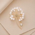 Dandelion Pearl Rhinestone Brooch