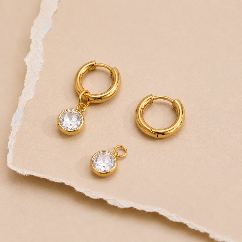 Gem Drop Hoop Earrings