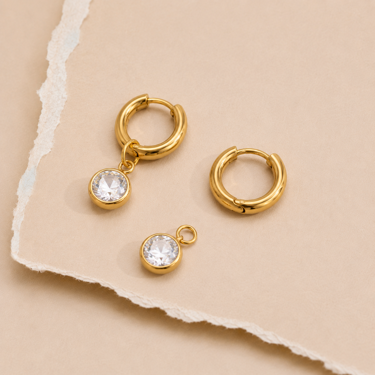 Gem Drop Hoop Earrings