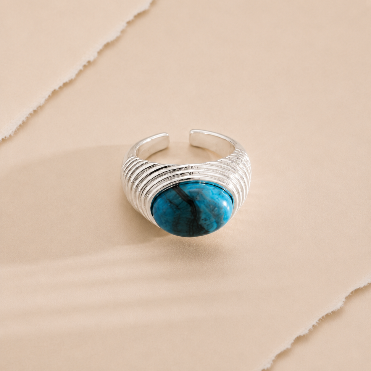 Ribbed Cabochon Statement Ring