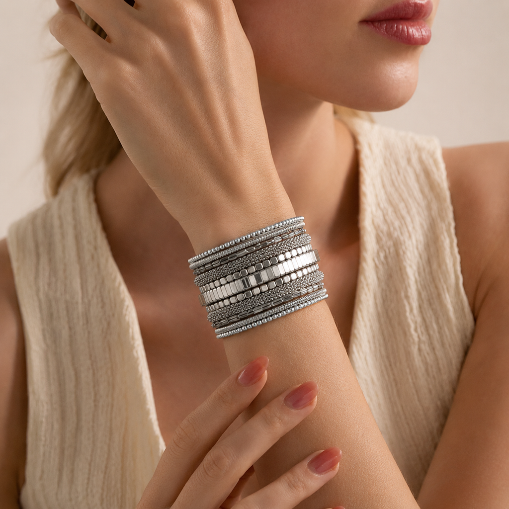 Layered Bead Bracelet Stack