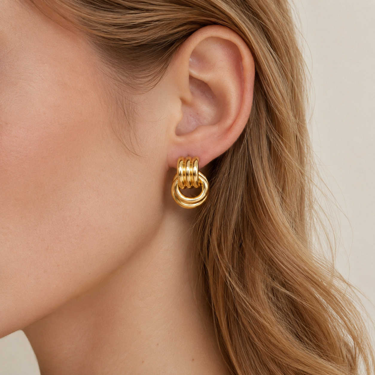 Interlock Hoop Statement Earrings