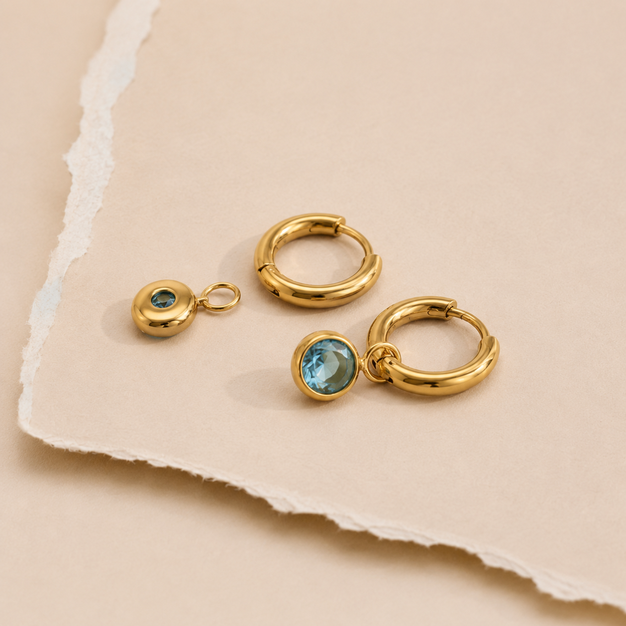 Gem Drop Hoop Earrings