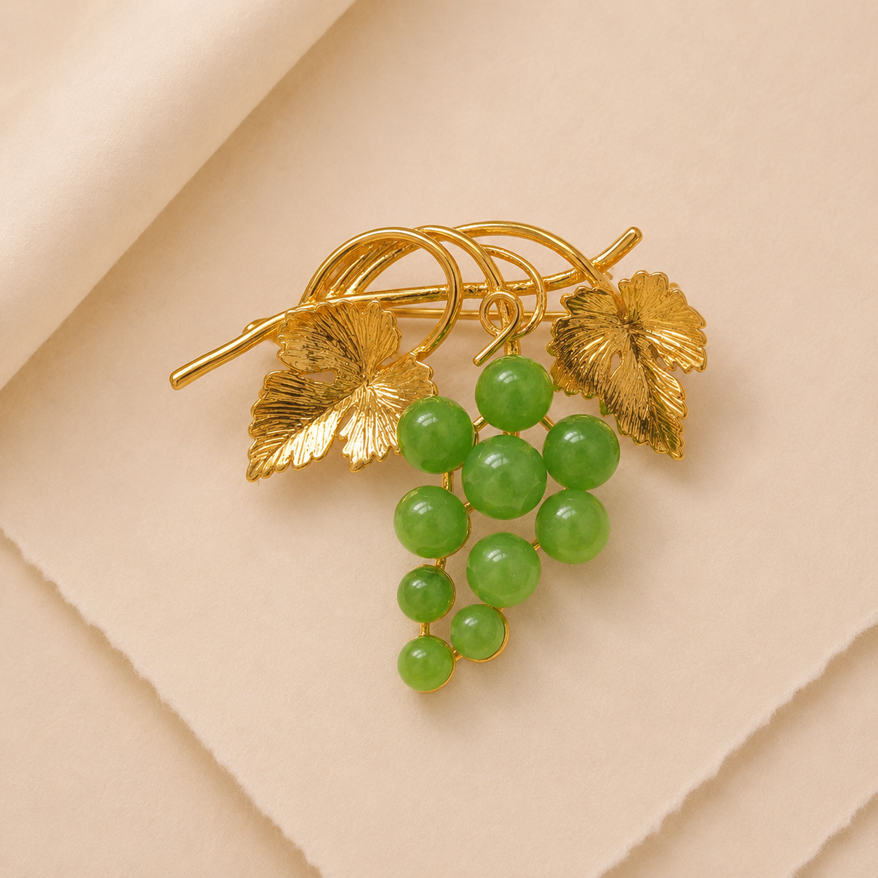 Grape Cluster Leaf Brooch