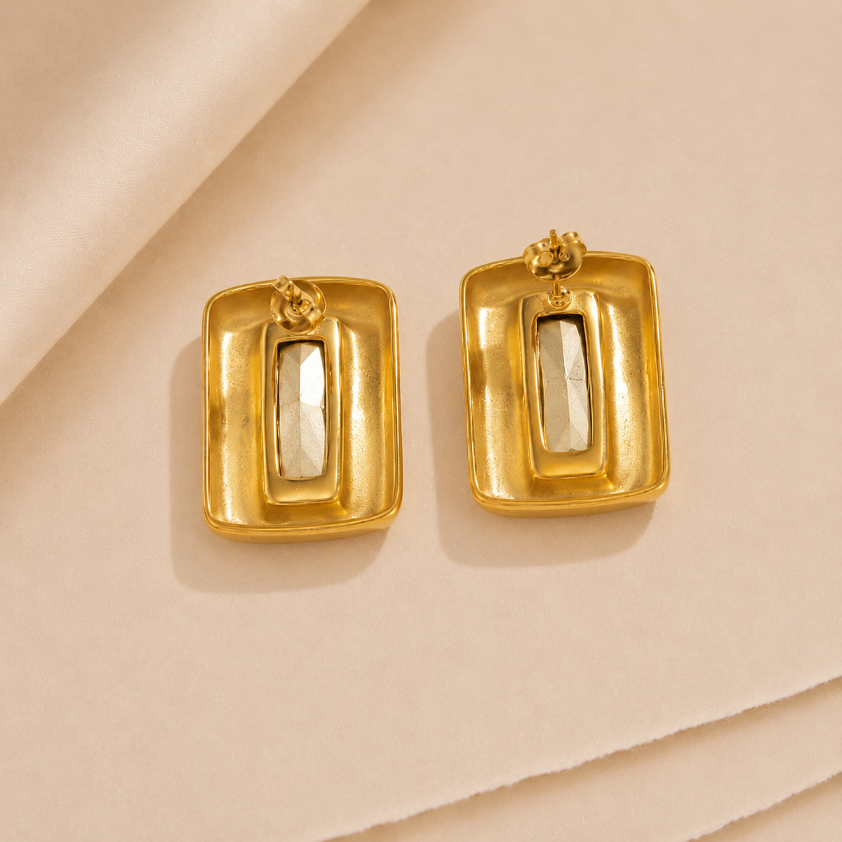 Rectangular Gem Statement Earrings