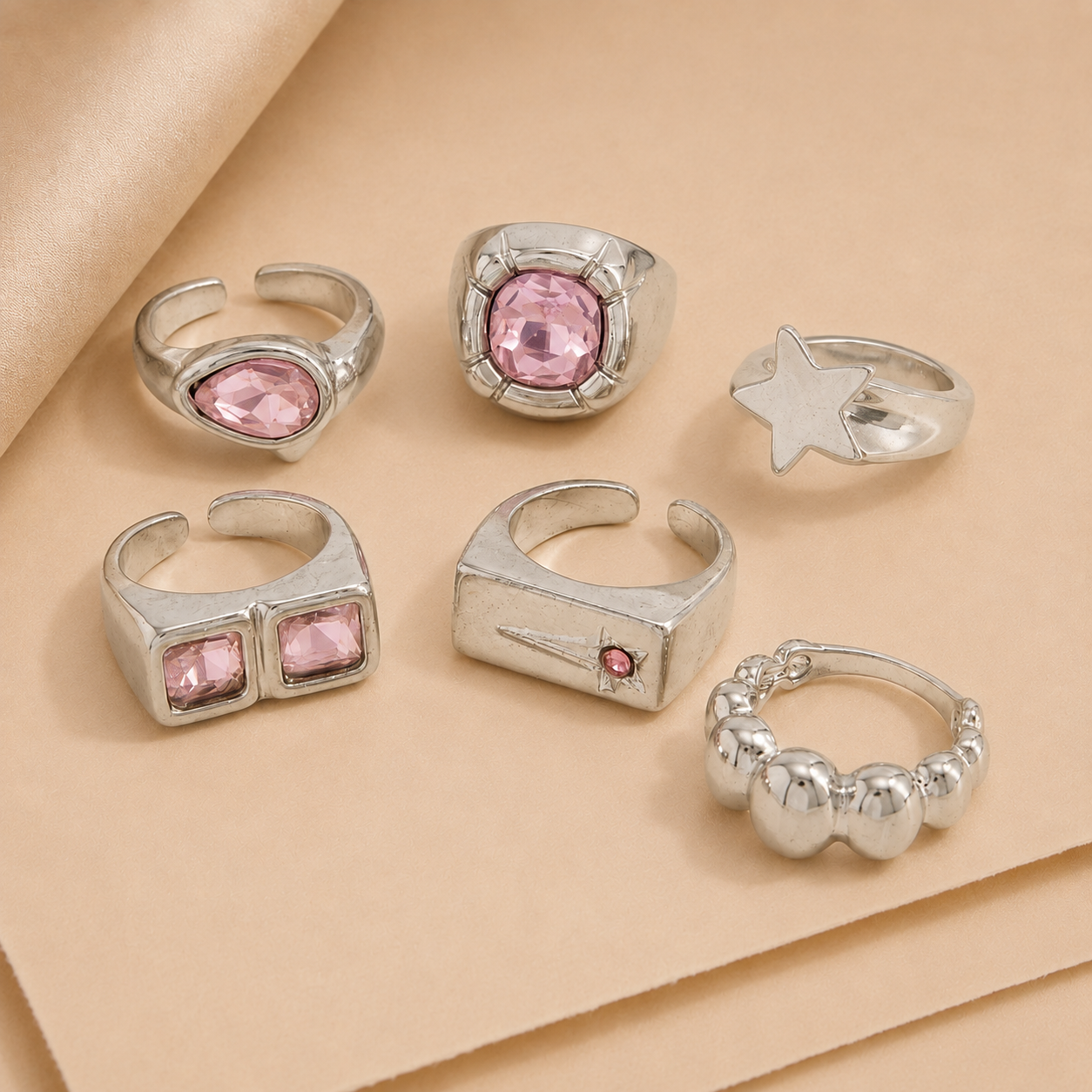 Mixed Gem Statement Ring Set